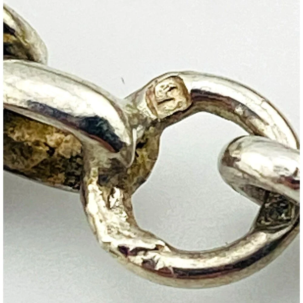 Vintage Sterling Silver Byzantine Chain Bracelet 9.25 Inch 6mm Unisex Handmade S